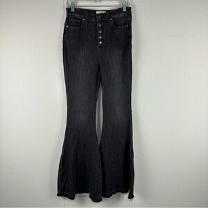 We The Free Black Irreplaceable High Waist Flare Button Fly Jeans Size 28