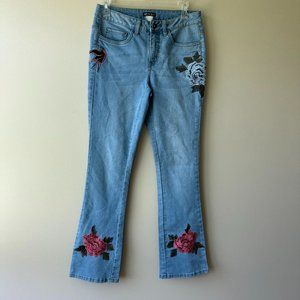 Venus Embroidered Bootcut Jeans Cowgirl Boho Floral Stretch 5-Pocket Women's 6