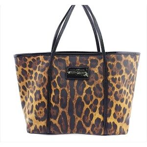 🪭🍾🐆Dolce & Gabbana PVC Patent leather Leopard Tote Bag auth Women's