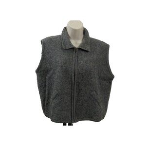 Vintage Crystal Kobe Vest Womens Size Large 100% Wool Gray Retro Faux Pockets