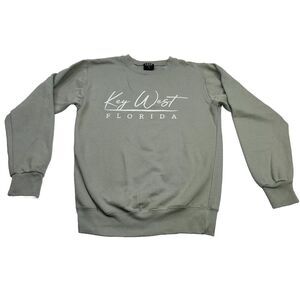 Key West Florida Sweatshirt Small Sage Green Lightweight Crewneck Luxe Apparel