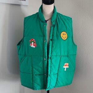 Vintage green puffer vest