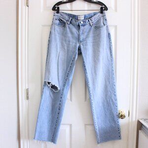 Abrand Urban Outfitters A 99 Low Straight Jeans Rhonda Rip Blue Jeans