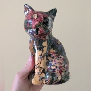 Vintage decoupage  cat figurine