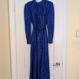 80s royal blue sequined dress  size medium