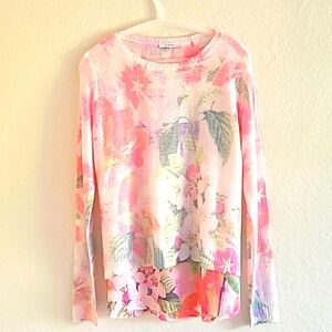 Sioni Tunic Top. Sz.Medium. Watercolor Floral. Long Sleeves Chiffon Lining.