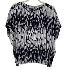 WORTHINGTON Stretch Abstract Print Jersey Blouse, Split Sleeve, Size Small