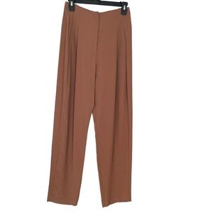 THE SEI Pleated High-Rise  Trousers hazelnut colour pants sz 0