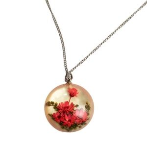 Vintage Resin Flower Necklace ca. 1970s