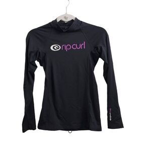 Rip Curl Cloudbreak Rashguard Womens 10 Medium Black Beach Water Swim SPF Top