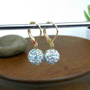 Iridescent Rhinestone Bead Earrings