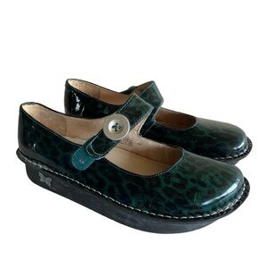 Alegria Mary Jane Shoes Black Green Cheetah  Size 41