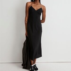 NWOT Madewell Layton midi slip dress true black