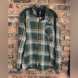 Born Fly Green Flannel XXL