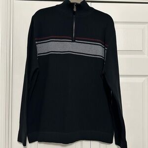 Reunion Striped Half Zip Sweater Pullover in Black Size XL EUC