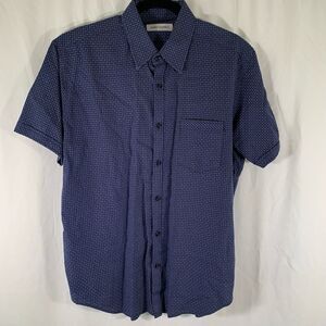 James Campbell Shirt Men's Medium Blue Button Up Short Sleeve 100% Cotton