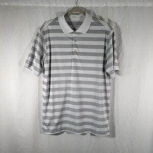 Nike Golf Polo Shirt Men's Medium White Black Striped Short Sleeve