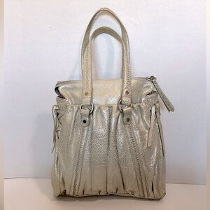 Junior Drake Leather metallic light gold Luxury Purse NWOT