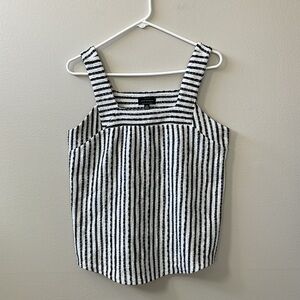 Lucky Brand EST 1990 Tank Top White/Black Stripe Cotton Blend Size Medium