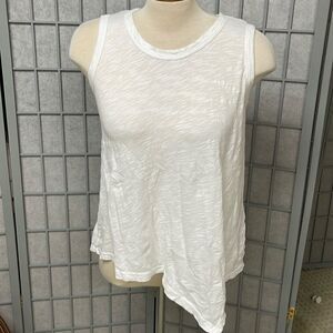 Left of Center, White Tank Top with asymmetrical hem, Women’s Size Extra Small