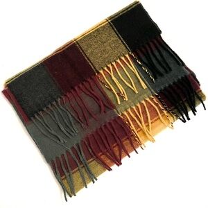 Like new Pure Cashmere Plaid Fringe Scarf Made in Scotland