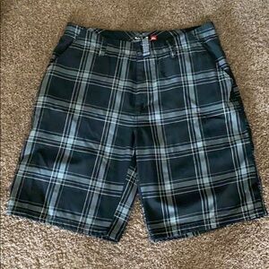 Black and grey men’s shorts.