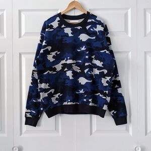 The Kooples X Sport Blue Camouflage Crew Sweatshirt | Size L