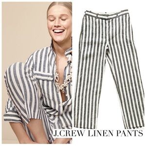 J.Crew Cropped Pants in Striped Linen sz. 00