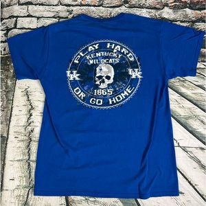 Kentucky Wildcats Play Hard Or‎ Go Home Skull Sz L