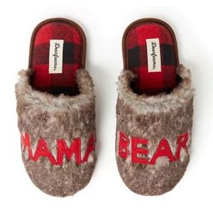 Dearfoams | Women's "Mama Bear" faux fur scuff slippers