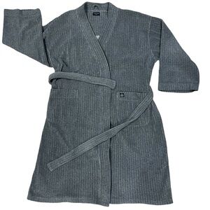 American Essentials Luxury Bathrobe Grey One Size Unisex Outside Pockets In EUC!