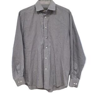 Indochino Custom Menswear Blue Green Checkered Collared Long Sleeve Button Down