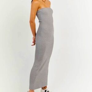 Dissh - Gomez Grey Strapless Rib Dress Size Medium