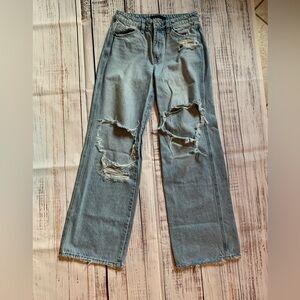 Flying Monkey wide leg, distressed jeans. Size 26.