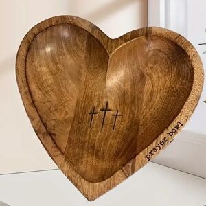 NEW Heart Shaped Wooden Prayer Bowl