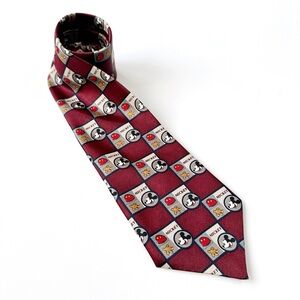 VTG 90’s Disney Burgundy Mickey Mouse Print Tie Party Formal Classic Quirky