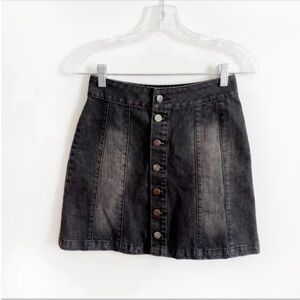 BDG Urban Outfitters mini skirt black washed denim button front