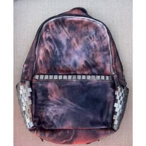 POL Tie Dye Genuine Leather Silver Studded Backpack Brown Black