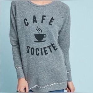 Anthropologie Sol Angeles Grey Cafe Graphic Sweatshirt Size M