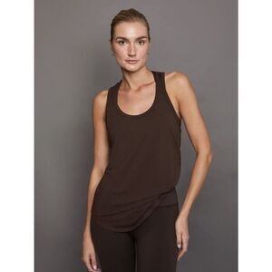 Carbon38 Tank Top Womens XS Dark Brown Scoop Neck Racerback Jersey Everyday NEW