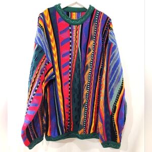 Incredible Vintage Untagged Coogi Style Multicolour 3D Knit Crewneck Sweater XL