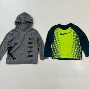 Nike Boys Size 3T Air Jordan Dri Fit Long Sleeve Hooded Shirts Bundle (2)