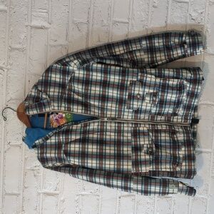 Burton Dry Ride Snowboard Ski Jacket Blue Cream Plaid