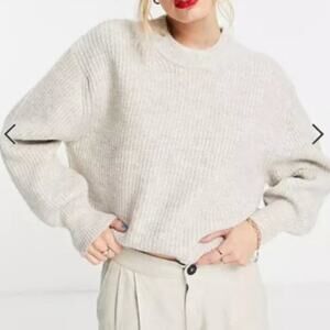 Asos Design Women's Oatmeal Curve Fluffy Crew Neck Rib Jumper Size 20