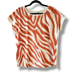 SANDWICH Orange Zebra Print Cotton Short Sleeve Top