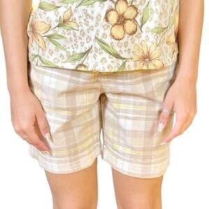 ROUTE 66 Beige Yellow Vintage 2000's Plaid Check Shorts