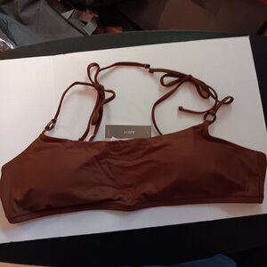 J Crew O Ring Tie Shoulder Bikini Top B175 NWT Brown 2X