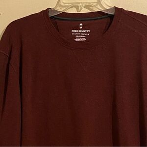 Free Country Men's Long Sleeve Top Maroon Large Ultimate Comfort Knit Size 2XL