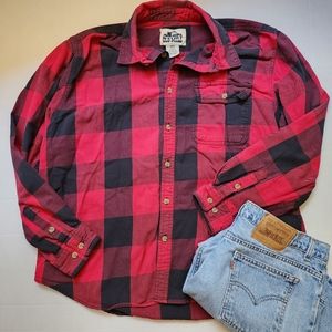 Vintage Old Mill Buffalo Plaid Cotton Flannel Plaid Shirt