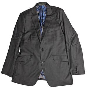 Indochino Men's Black 100% Wool Slim Fit Custom Two Button Blazer Jacket 40 R